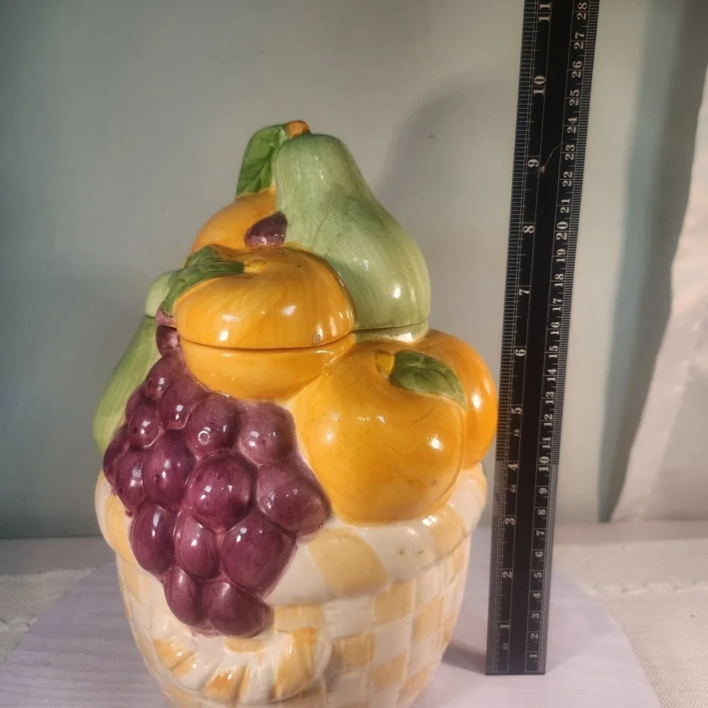 Vintage Cookie Jar Fruit In A Basket 10